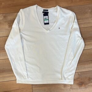 Tommy Hilfiger Cream V-Neck Sweater